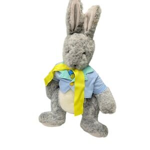 Vermont Teddy Bear Grey Bunny Peter Rabbit Blue Blazer Yellow Scarf plush Easter